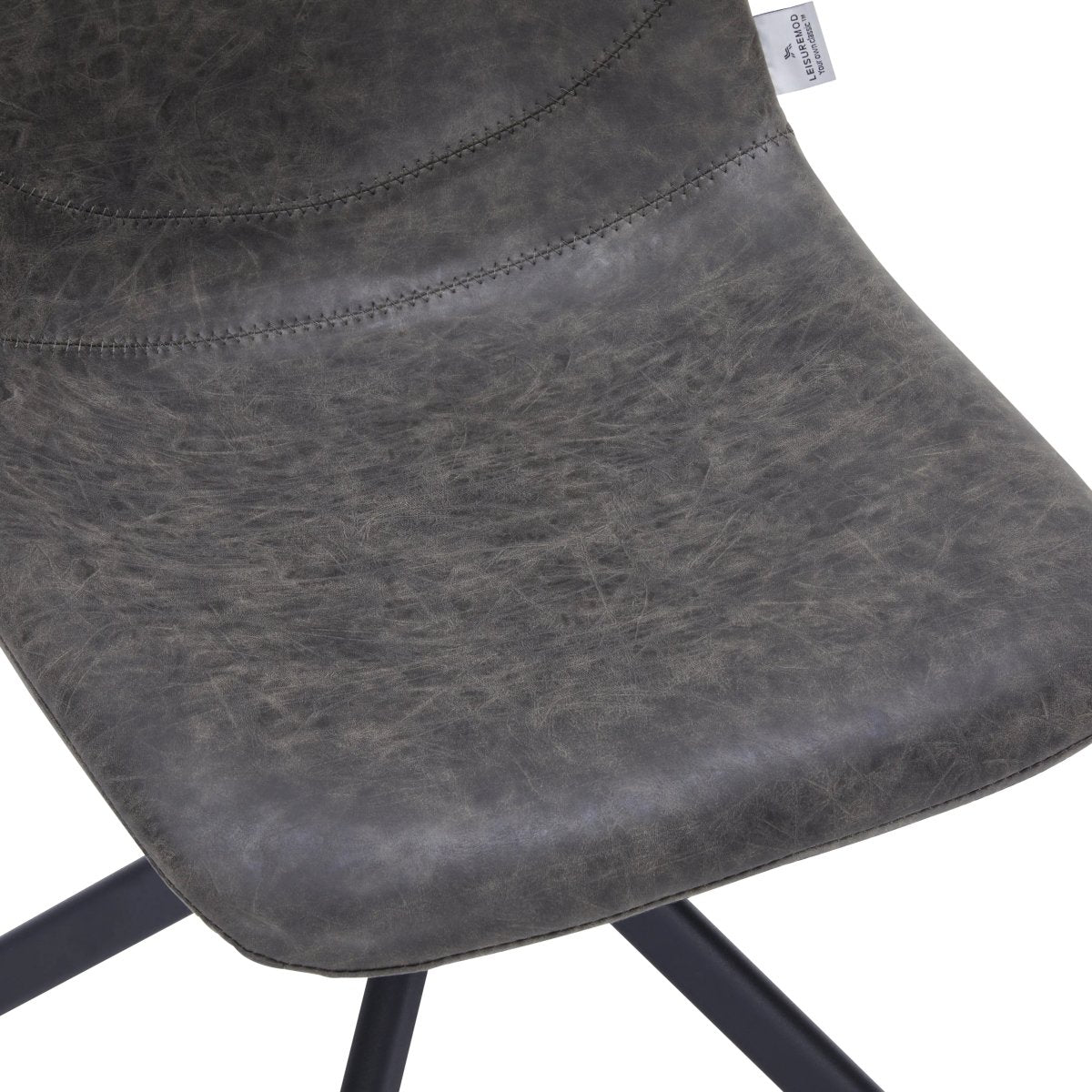 Leisuremod Dining Chair Markley Swivel Leather Dining Side Chair with Durable Iron Legs Set of 2