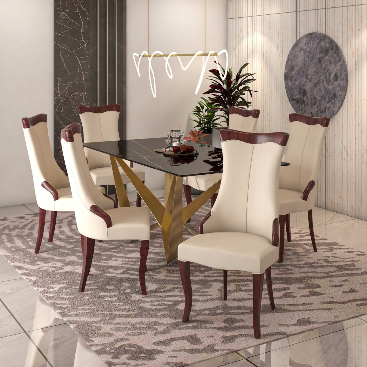 Novara Series Modern Dining Side Chair Upholstered in Leather/Velvet with Rubberwood Legs Light Toupe Dining Chair Leisuremod