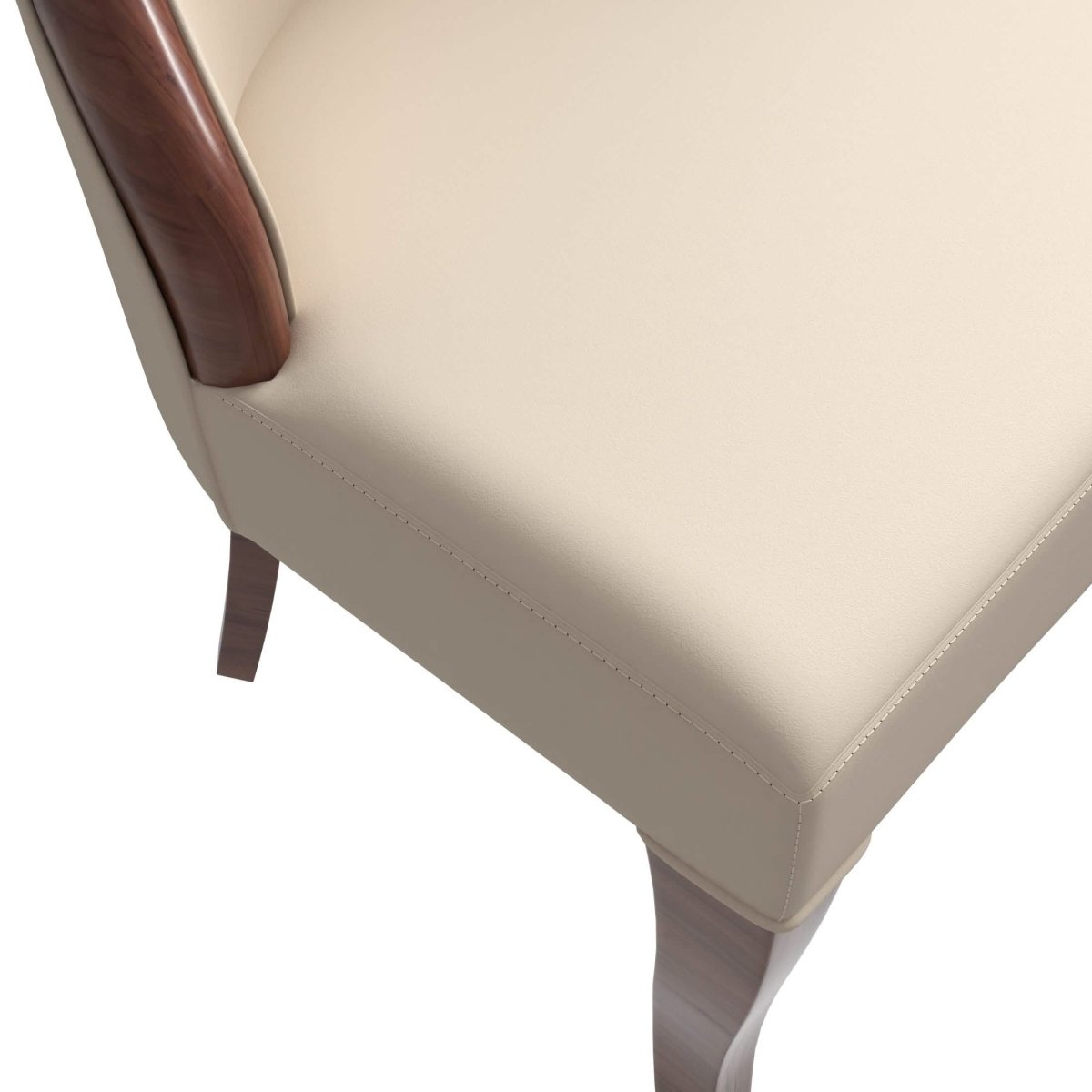 Novara Series Modern Dining Side Chair Upholstered in Leather/Velvet with Rubberwood Legs Light Toupe Dining Chair Leisuremod