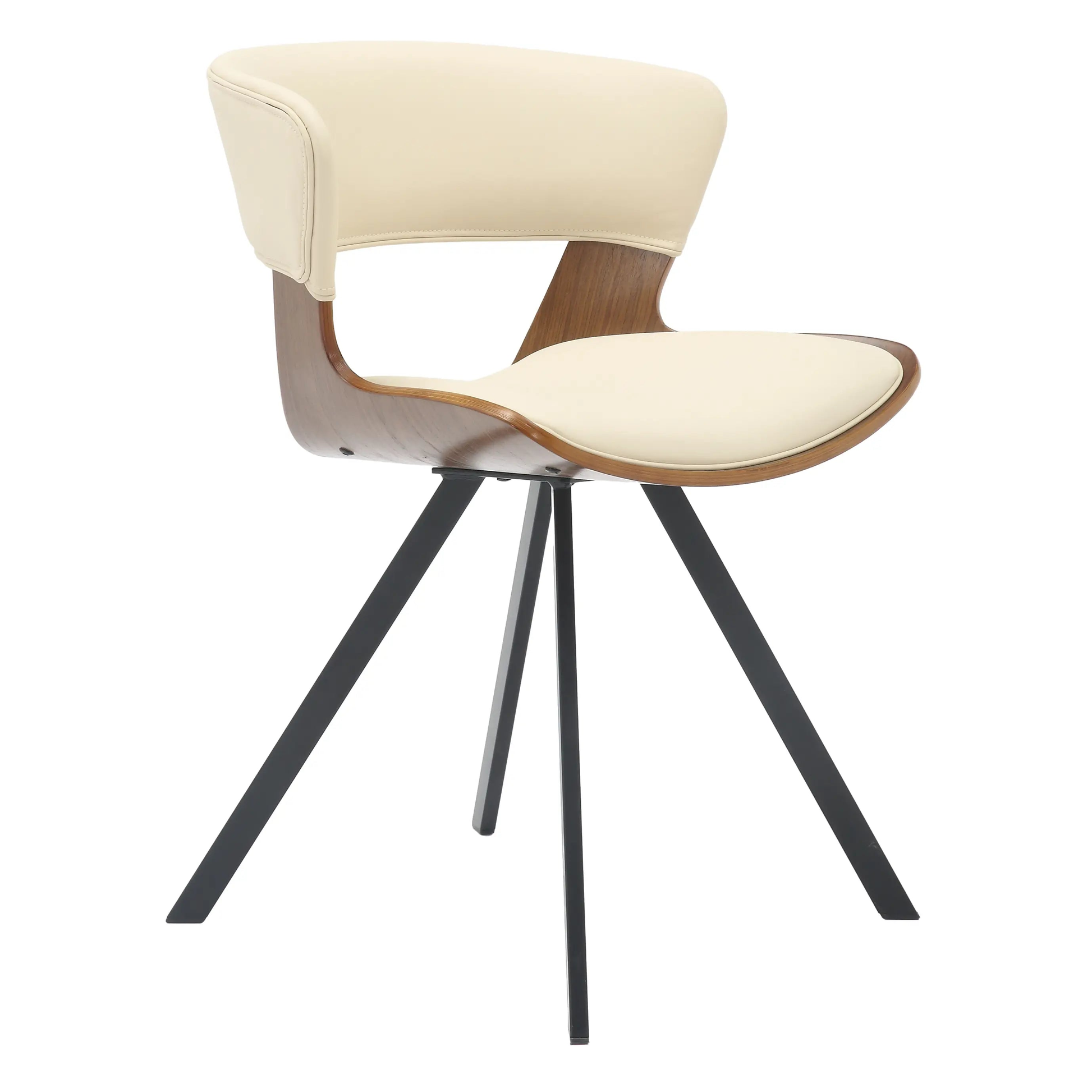 Leisuremod Dining Chair Nymia Modern Upholstered Dining Chair With Saddle Seat Design and Iron Legs Set of 4