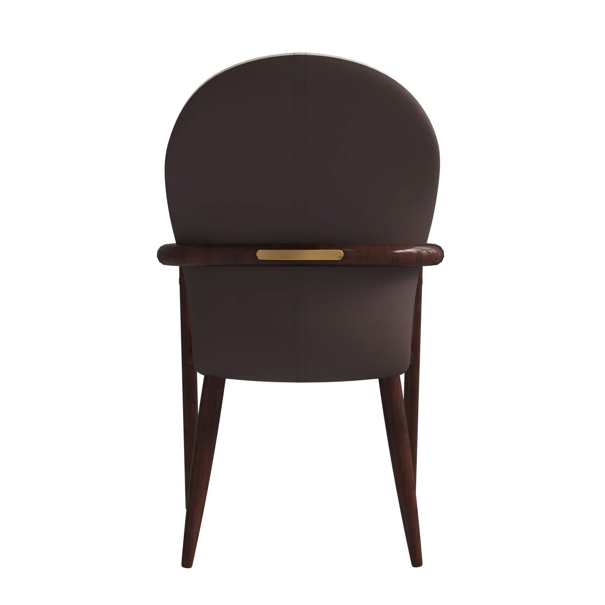Opaline Dining Chair in Velvet or Leather Upholstery with Rubberwood Frame with Gold Accents Brown Cream Leather Dining Chair Leisuremod