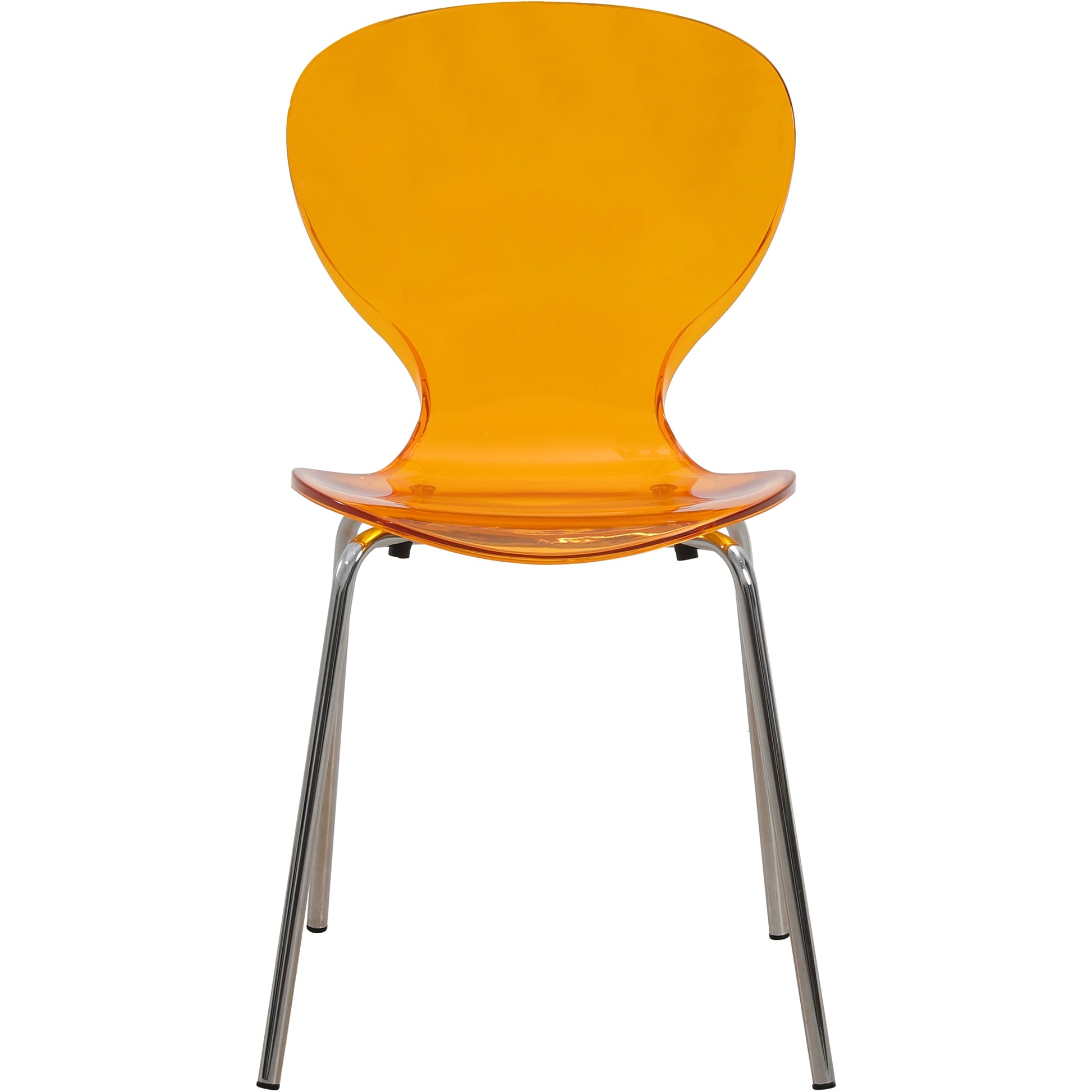 Leisuremod Dining Chair Oyster Modern Stackable Dining Side Chair with Chrome/White/Black Stainless Steel Legs