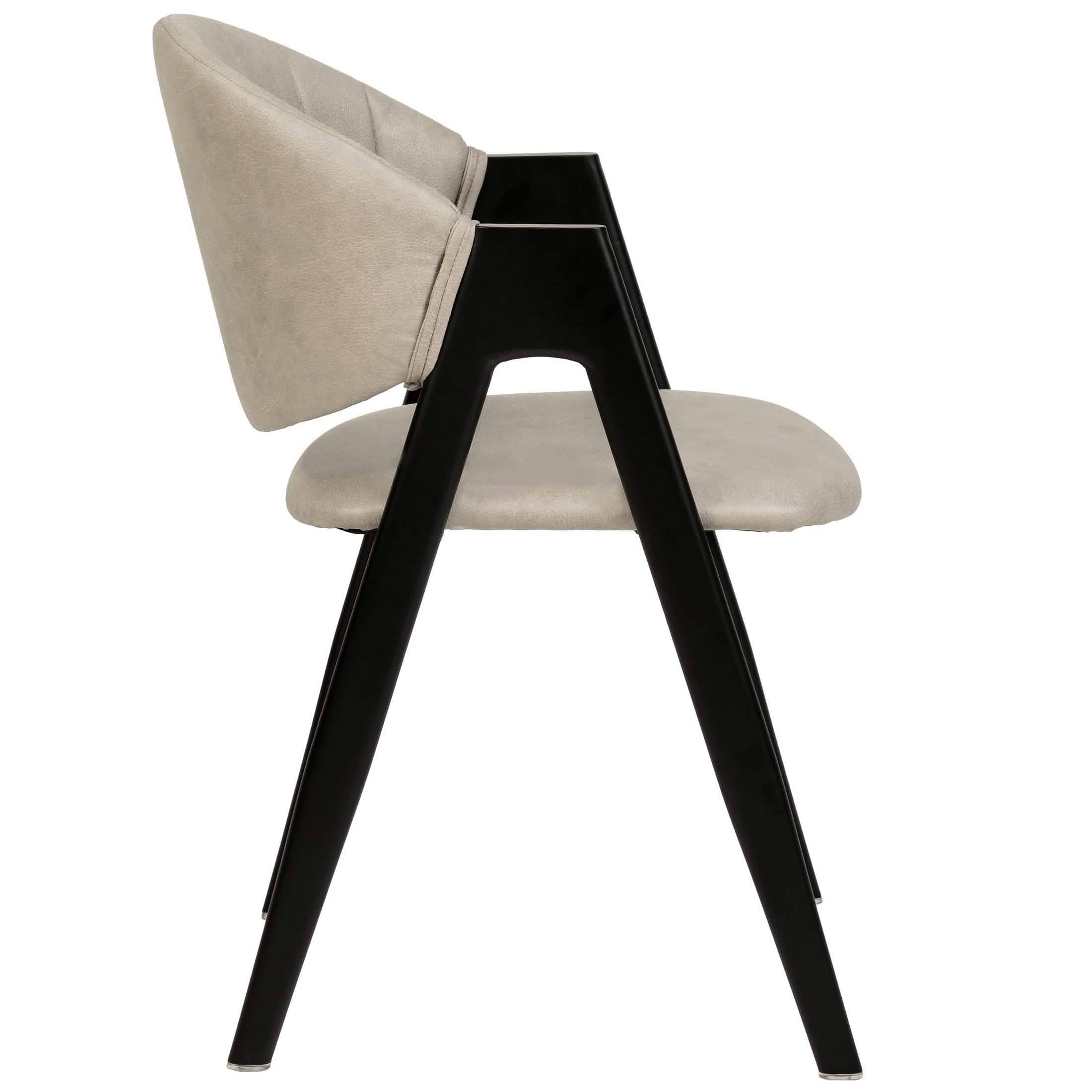 Savor Dining Chair in Leather/Polyester with Curved and Open-Back Design Taupe Dining Chair Leisuremod