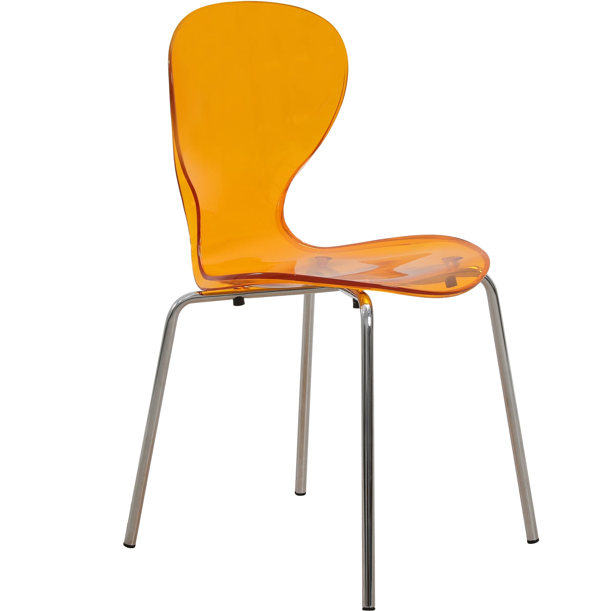 Leisuremod Dining Chair Silver / Transparent Orange Oyster Modern Stackable Dining Side Chair with Chrome/White/Black Stainless Steel Legs