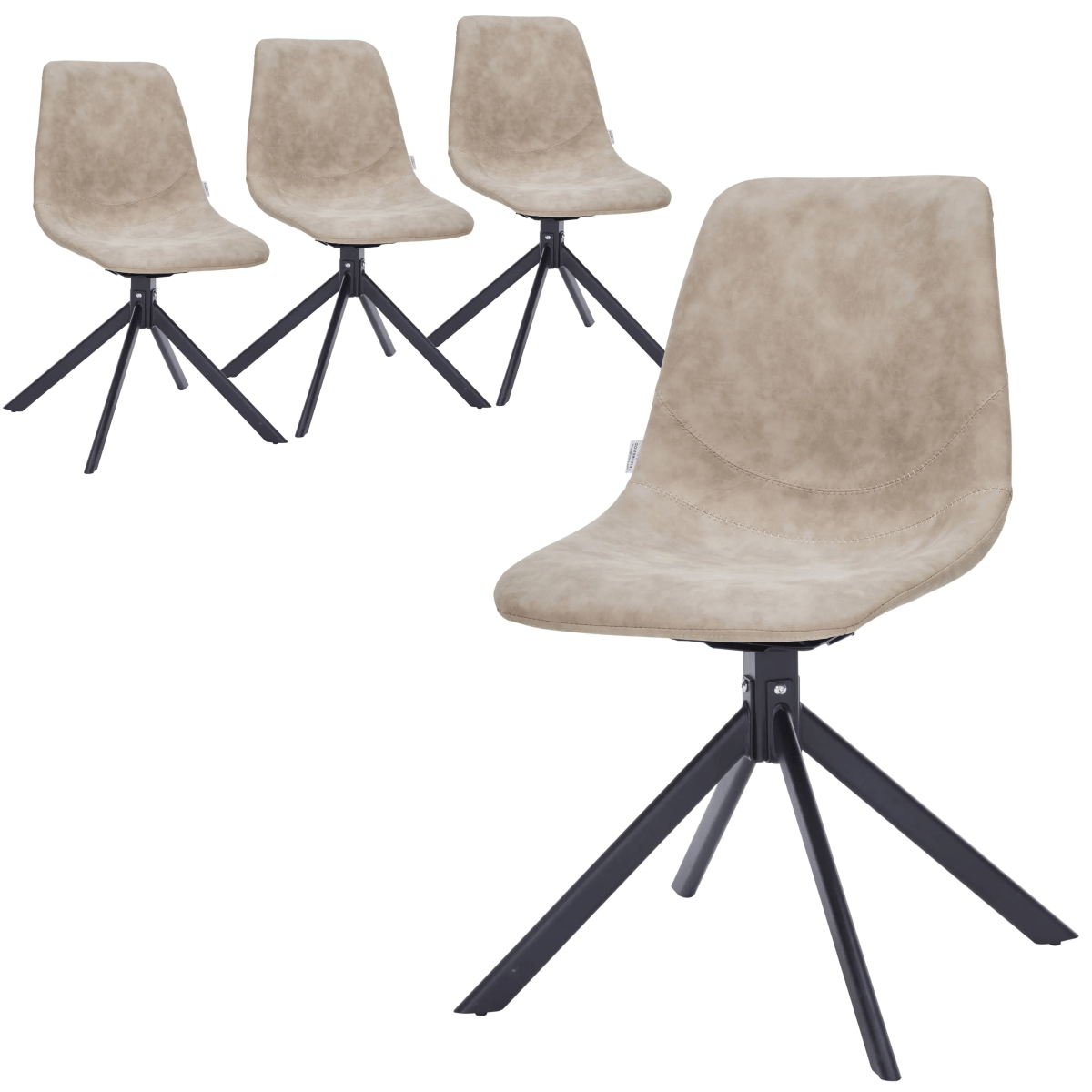 Leisuremod Dining Chair Taupe Markley Swivel Leather Dining Side Chair with Durable Iron Legs Set of 4