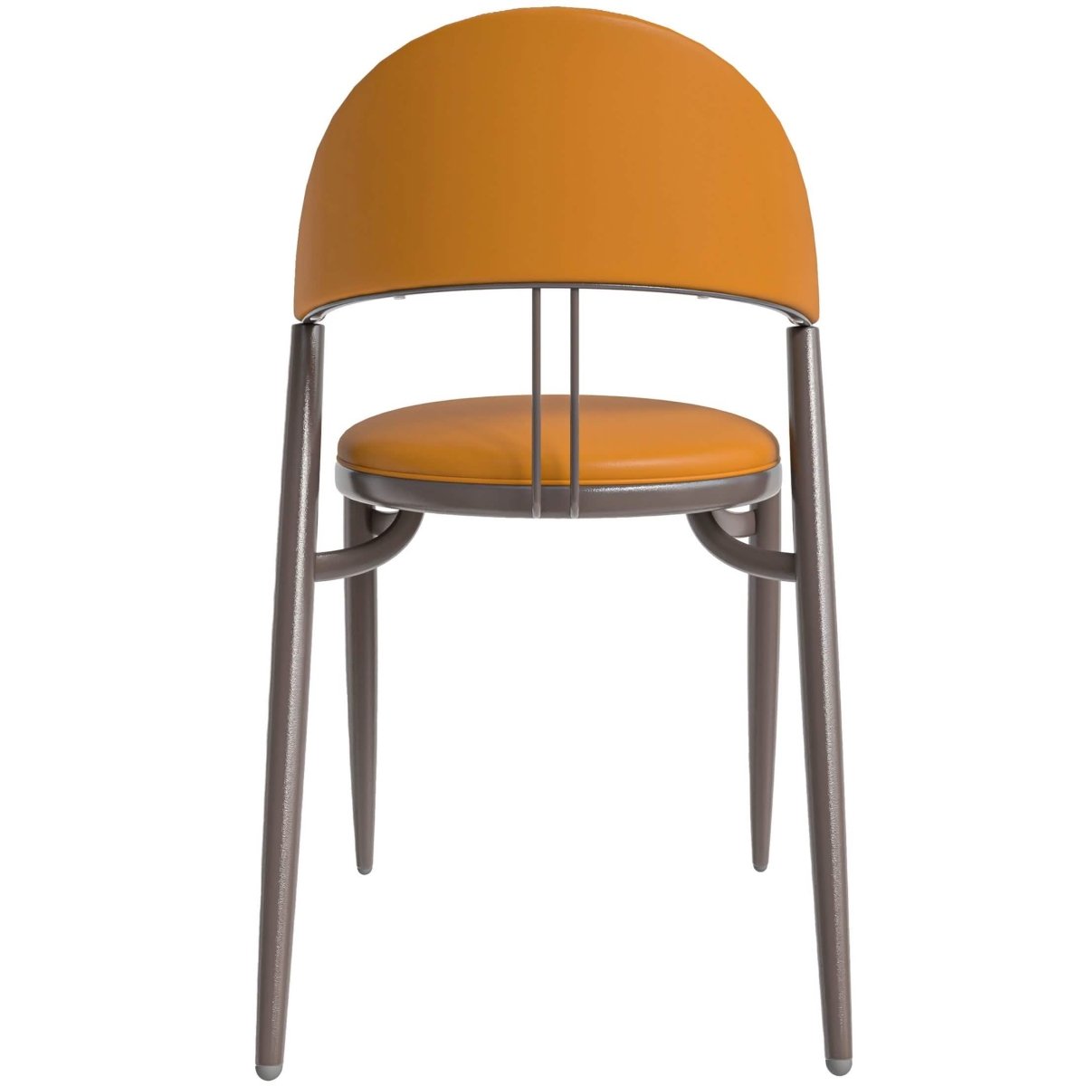 Venice Dining Chair Upholstered Leather in Iron With an Open Curved Back Design Light Brown Dining Chair Leisuremod