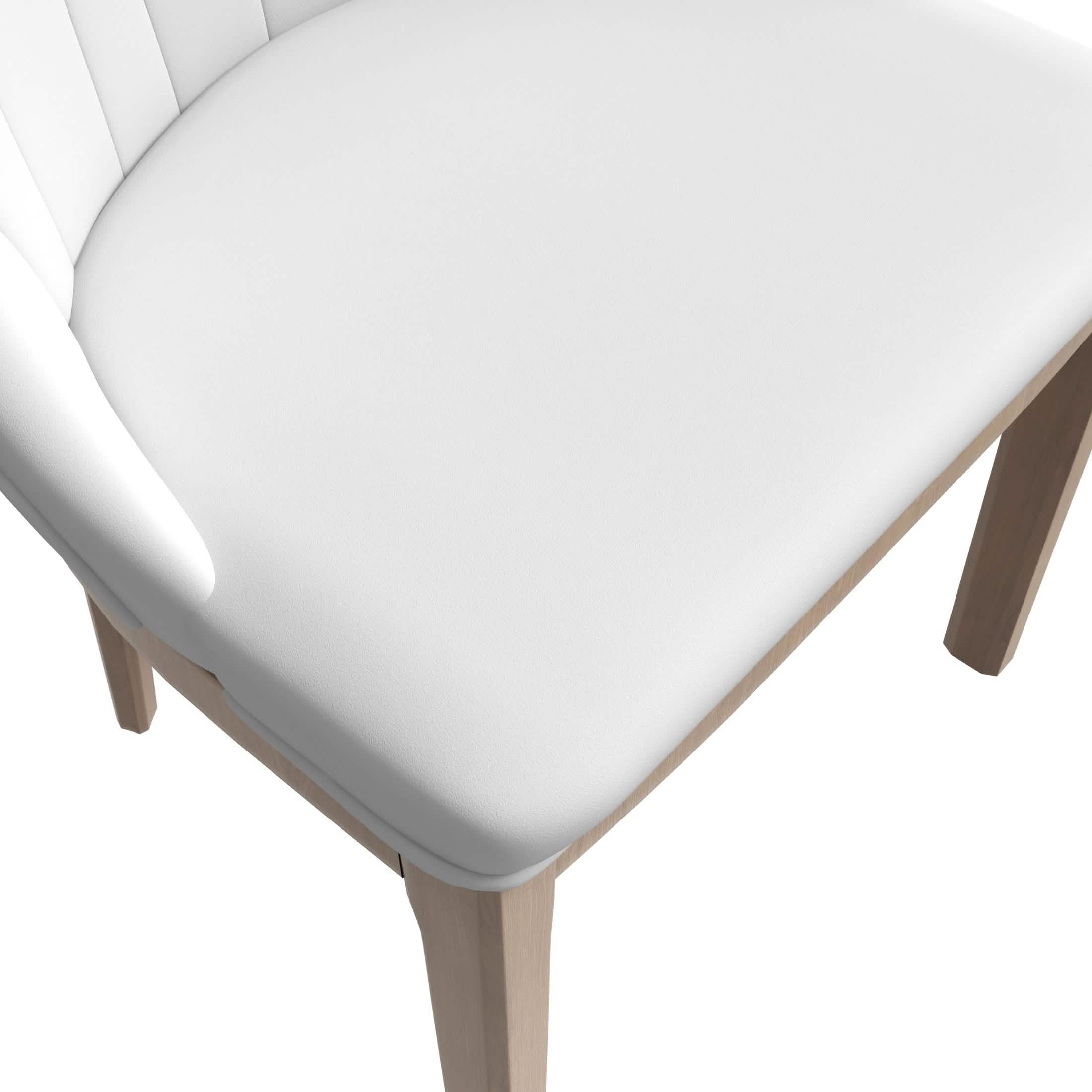 Verisma Dining Chair Upholstered in Leather with Diamond Stitching Back Design White Dining Chair Leisuremod