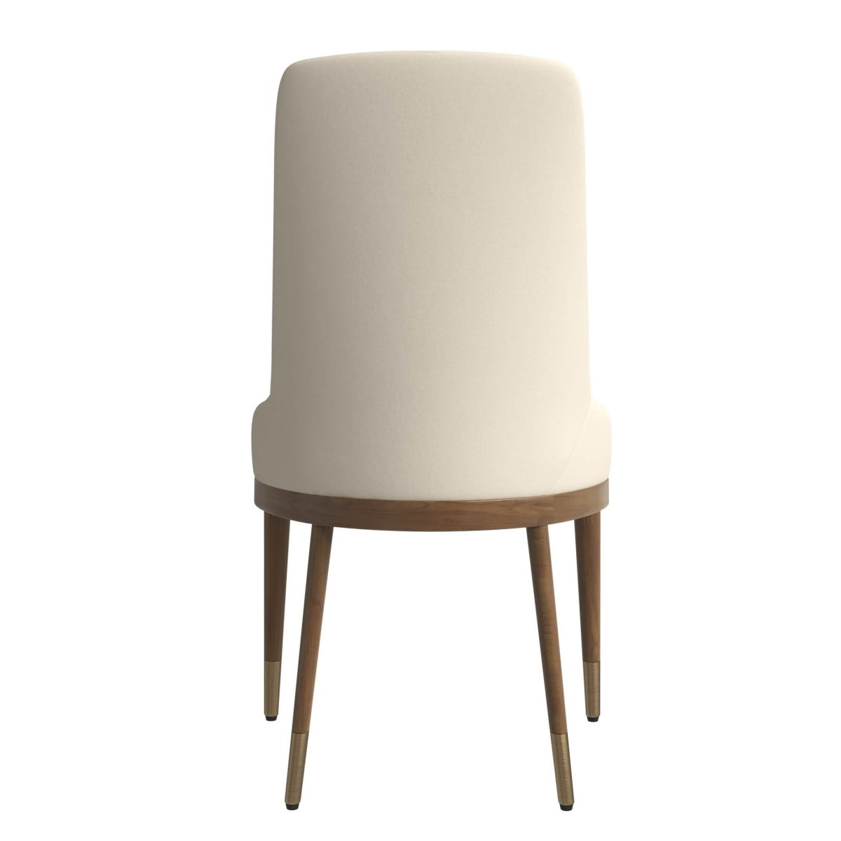Viva Dining Side Chair Upholstered in Leather with Brown Rubberwood Legs Light Taupe Dining Chair Leisuremod