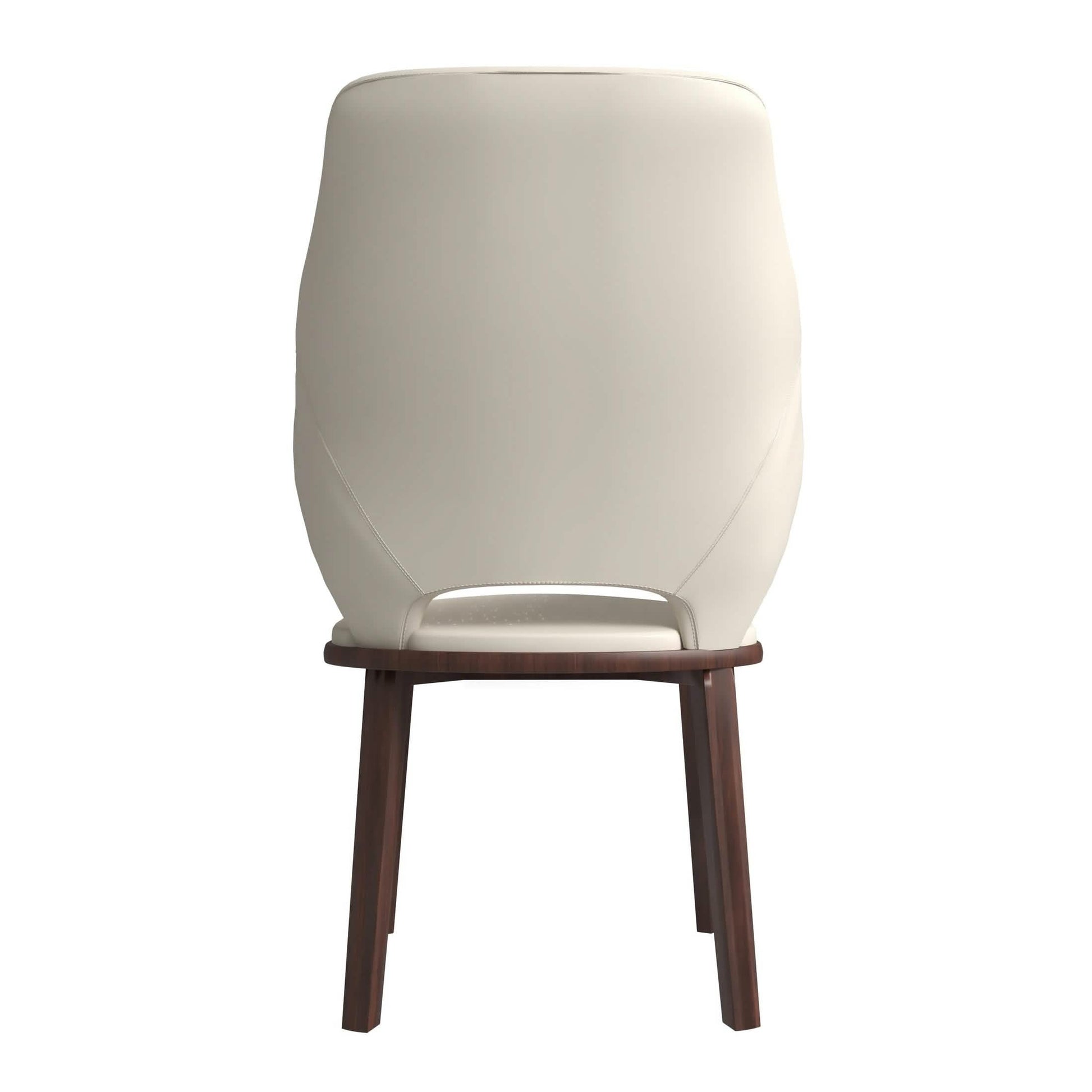 Vivara Dining Chair Upholstered in Leather with Rubberwood Base Off White Dining Chair Leisuremod