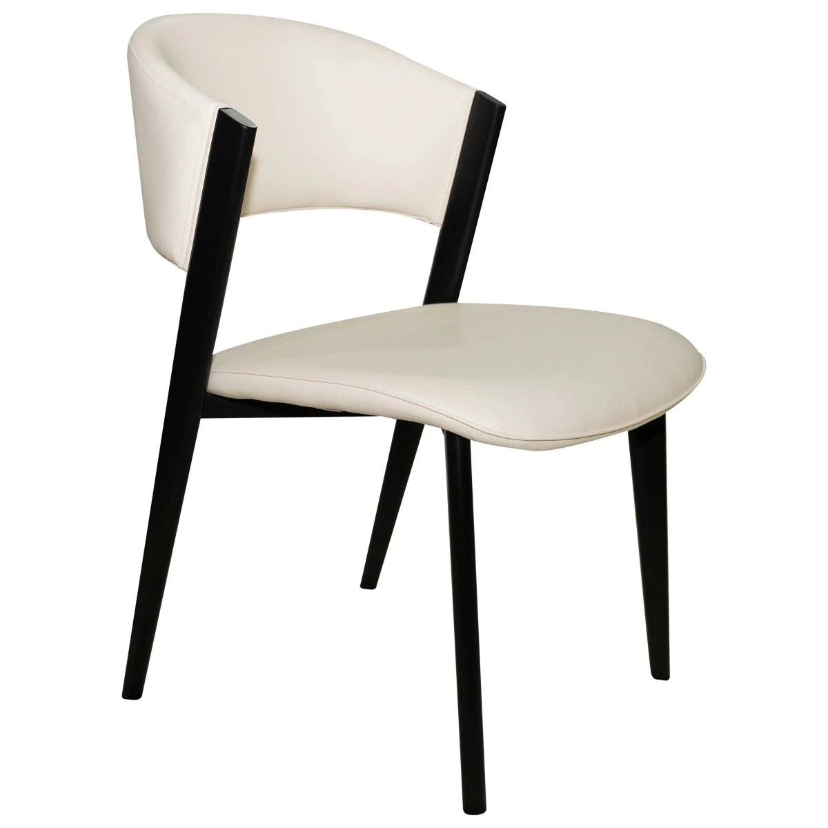 Leisuremod Dining Chair White Aspen Dining Chairs Upholstered in Leather with Black Metal Legs