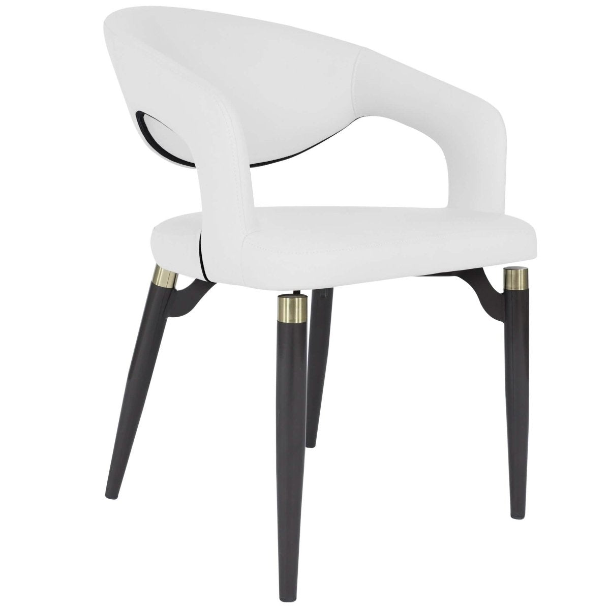 Leisuremod Dining Chair White Entice Dining Chairs Upholstered Leather Seat and Curved Back in Black Iron Legs