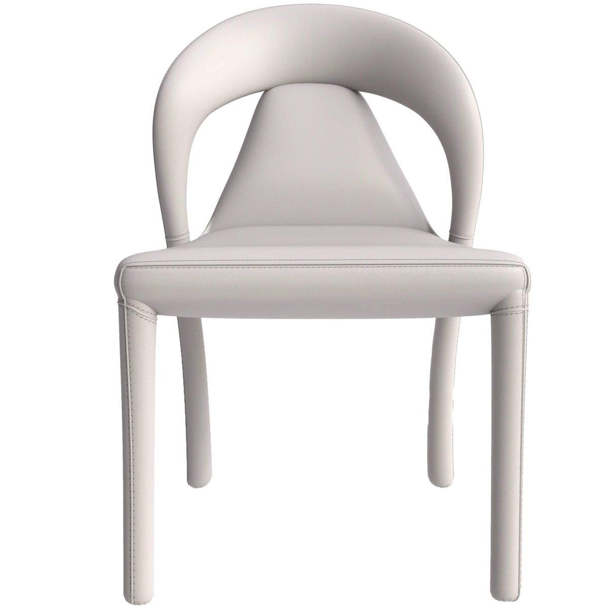 Solace Series Dining Chair Upholstered in Leather with Steel Legs and an Open Back Design Dining Chair Leisuremod