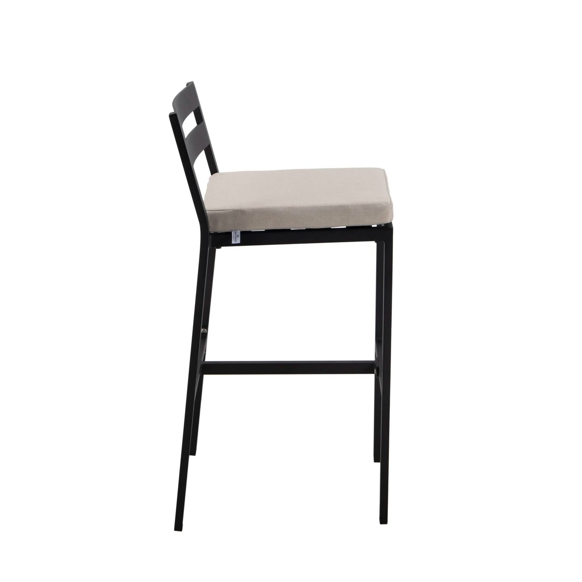 Chelsea 7-Piece Patio Bar Set: Aluminum Fire Pit Table with Tank Holder & 6 Barstools with Cushions Beige Dining Set Leisuremod