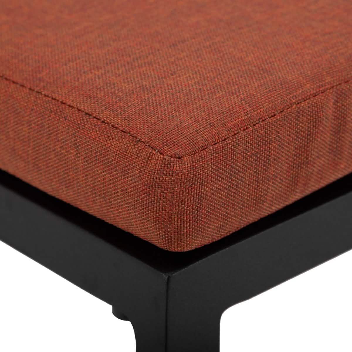 Chelsea 7-Piece Patio Bar Set: Aluminum Fire Pit Table with Tank Holder & 6 Barstools with Cushions Orange Dining Set Leisuremod