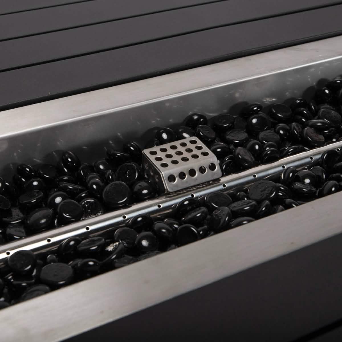 Chelsea 7-Piece Patio Bar Set: Aluminum Fire Pit Table with Tank Holder & 6 Barstools with Cushions Orange Dining Set Leisuremod