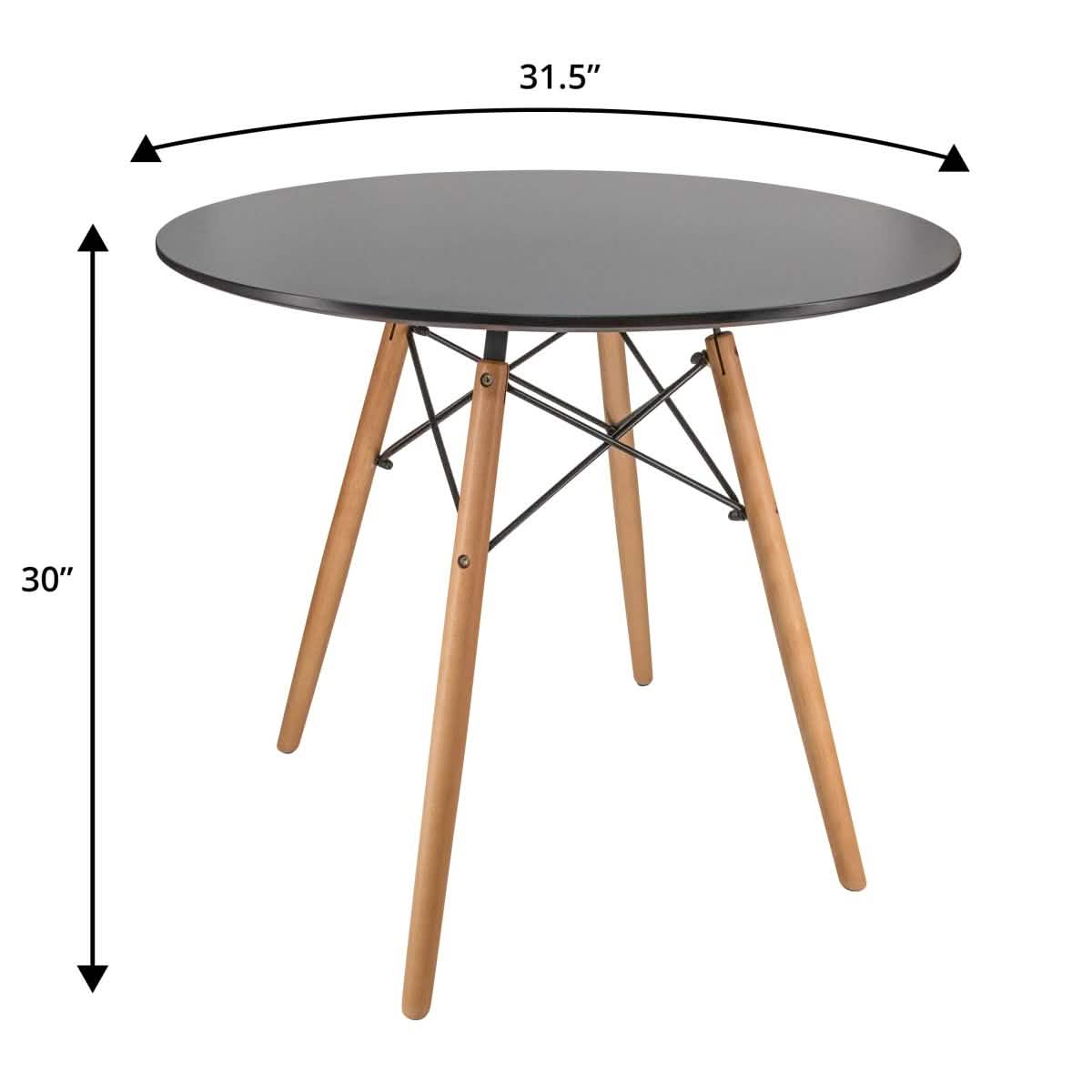 Dover 3-Piece Dining Set with Round Black MDF Top Bistro Table and 2 Plastic Chairs Clear Dining Set Leisuremod
