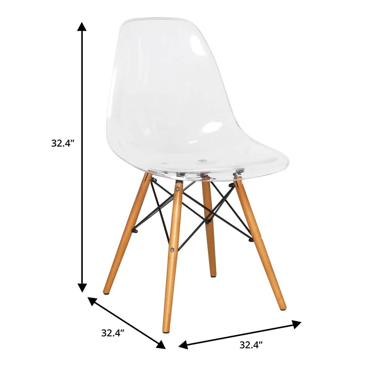 Dover 3-Piece Dining Set with Round Black MDF Top Bistro Table and 2 Plastic Chairs Clear Dining Set Leisuremod