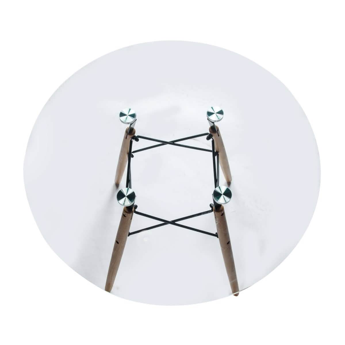 Dover 3-Piece Dining Set with Round Clear Glass Top Bistro Table and 2 Plastic Chairs Black Dining Set Leisuremod