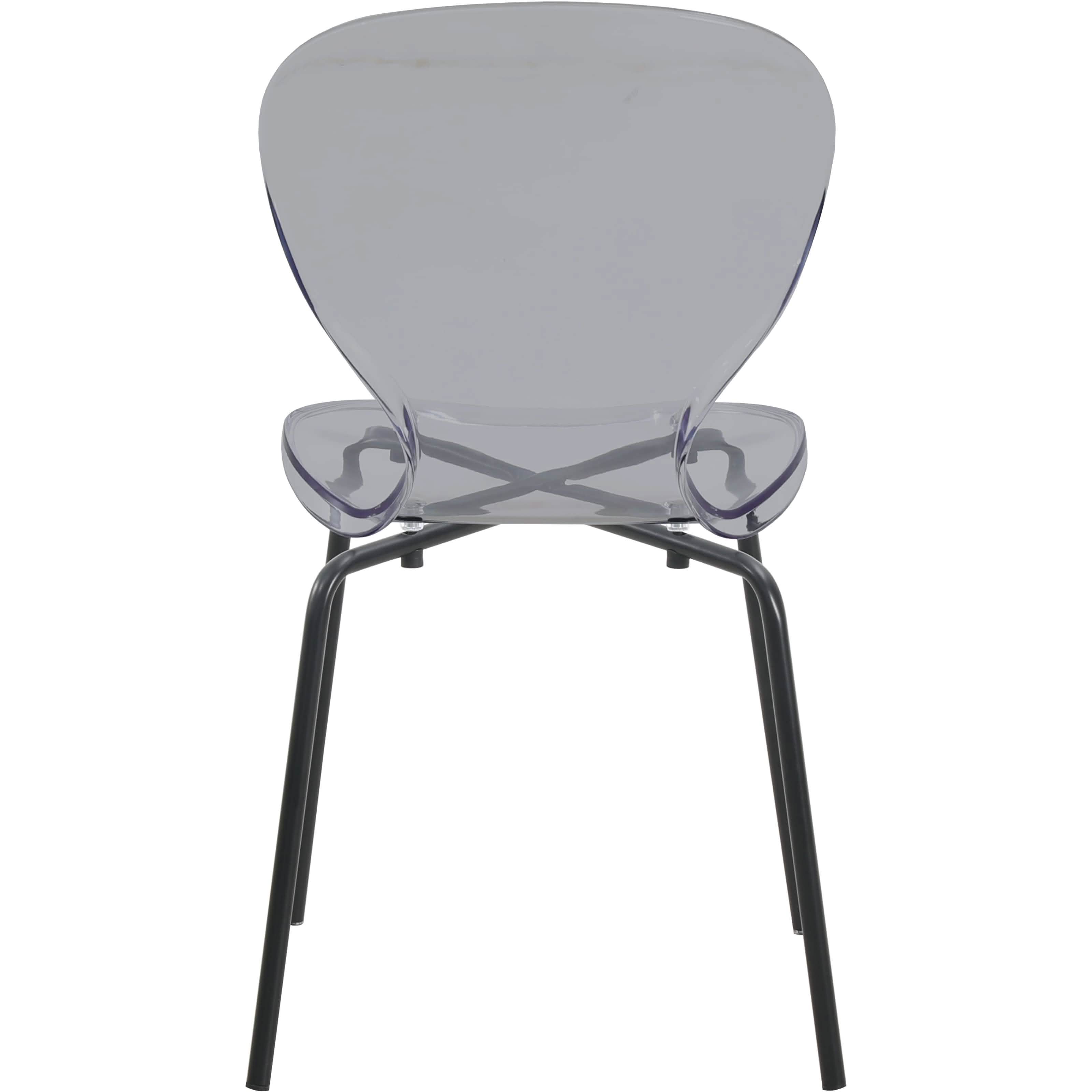 LeisureMod 5-Piece Dining Set Round Black MDF Dining Table and 4 Acrylic Dining Chairs with Chrome Legs Transparent Black Dining Set Leisuremod