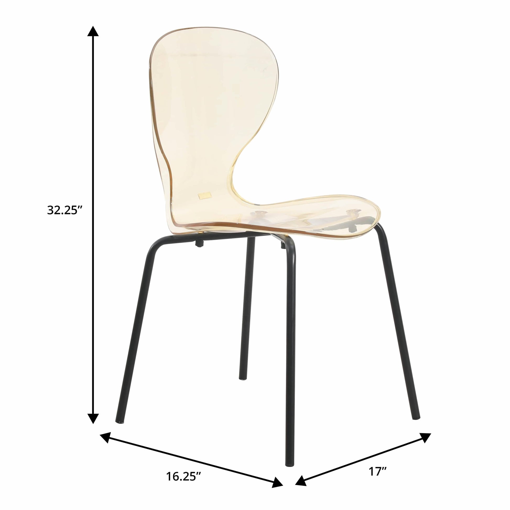 LeisureMod 5-Piece Dining Set Round Black MDF Dining Table and 4 Acrylic Dining Chairs with Chrome Legs Amber Dining Set Leisuremod