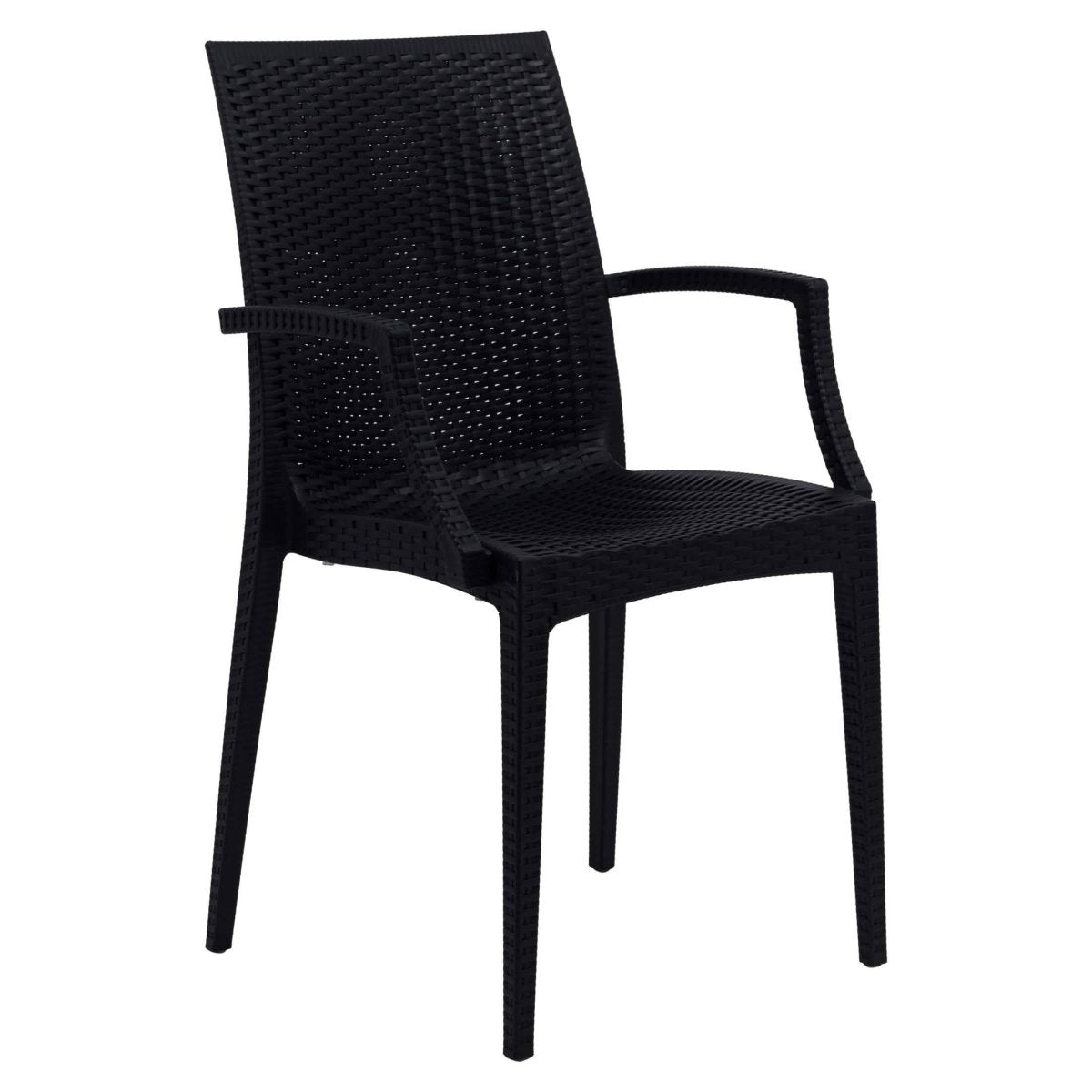 Mace Mid-Century 7-Piece Outdoor Dining Set: 4 Side Chairs & 2 Armchairs White and Brown Dining Set Leisuremod