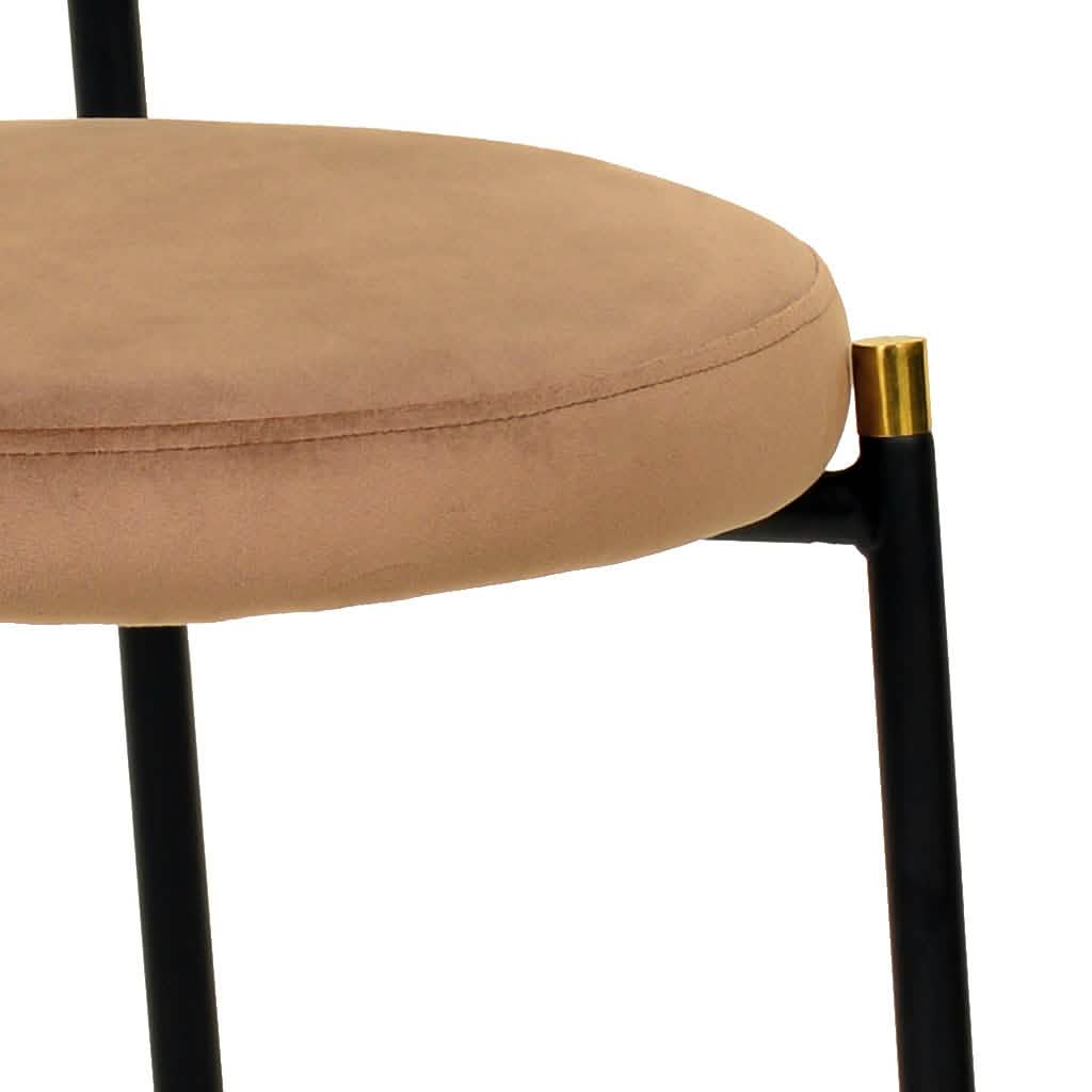 Verve 5-Piece Dining Set with 36" Round Dining Table Black Sintered Stone Top and Black Pedestal with 4 Velvet Dining Chairs Brown Dining Set Leisuremod