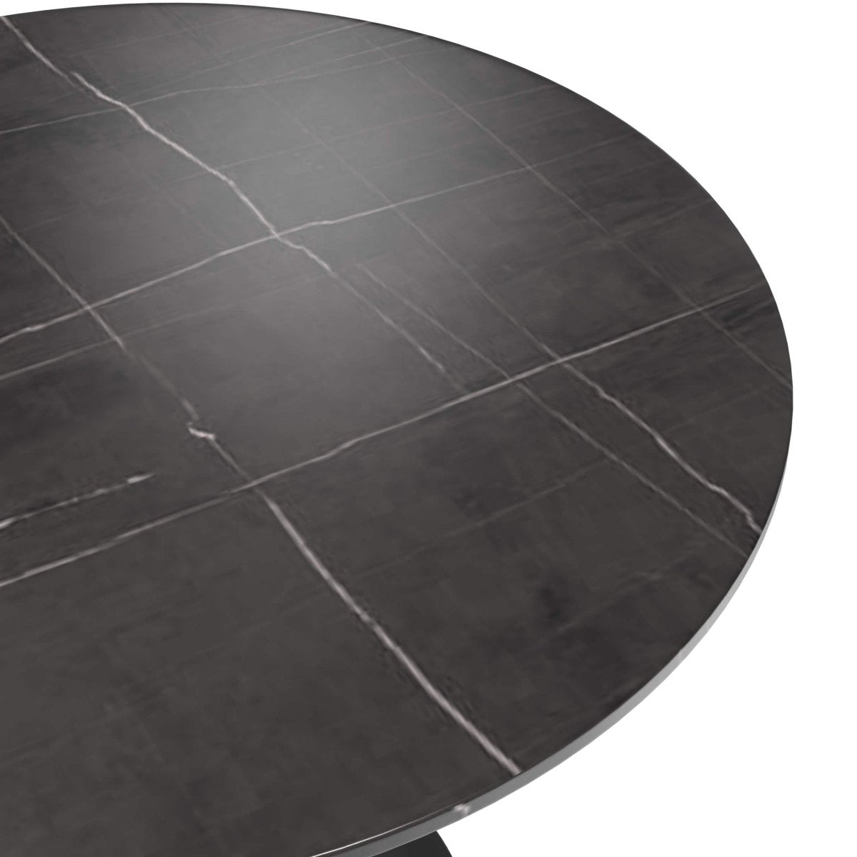 Verve 5-Piece Dining Set with 36" Round Dining Table Black Sintered Stone Top and Black Pedestal with 4 Velvet Dining Chairs Brown Dining Set Leisuremod