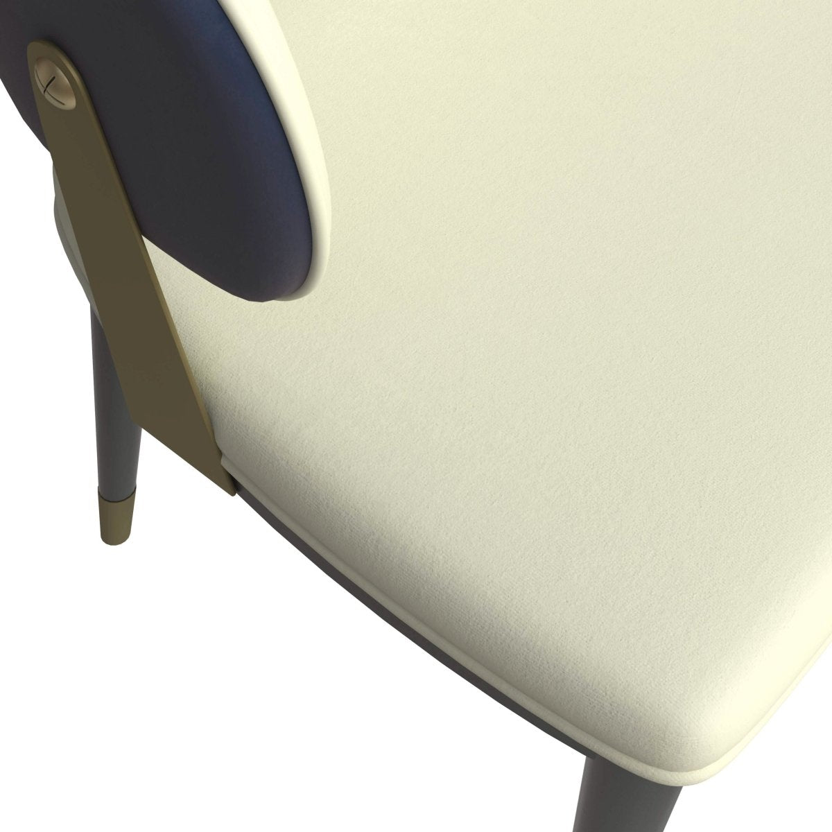 Zayle 7-Piece Dining Set with 55" Rectangular Dining Table in White/Gold Sintered Stone Top and 6 Leather Dining Chairs Blue Dining Set Leisuremod