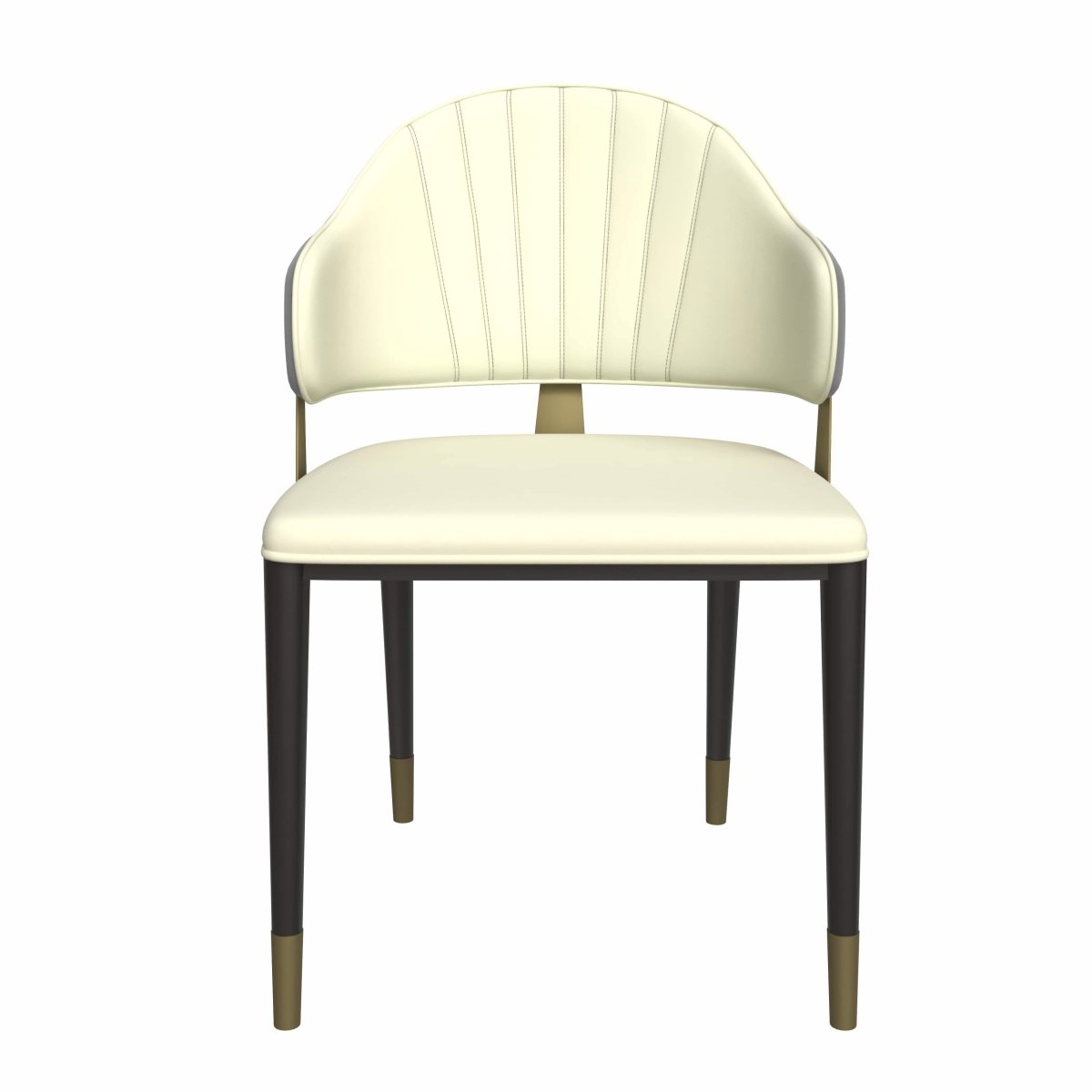 Zayle 7-Piece Dining Set with 55" Rectangular Dining Table in White/Gold Sintered Stone Top and 6 Leather Dining Chairs Grey Dining Set Leisuremod