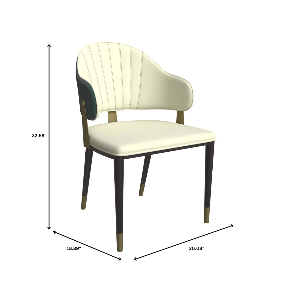 Zayle 7-Piece Dining Set with 55" Rectangular Dining Table in White/Gold Sintered Stone Top and 6 Leather Dining Chairs Green Dining Set Leisuremod