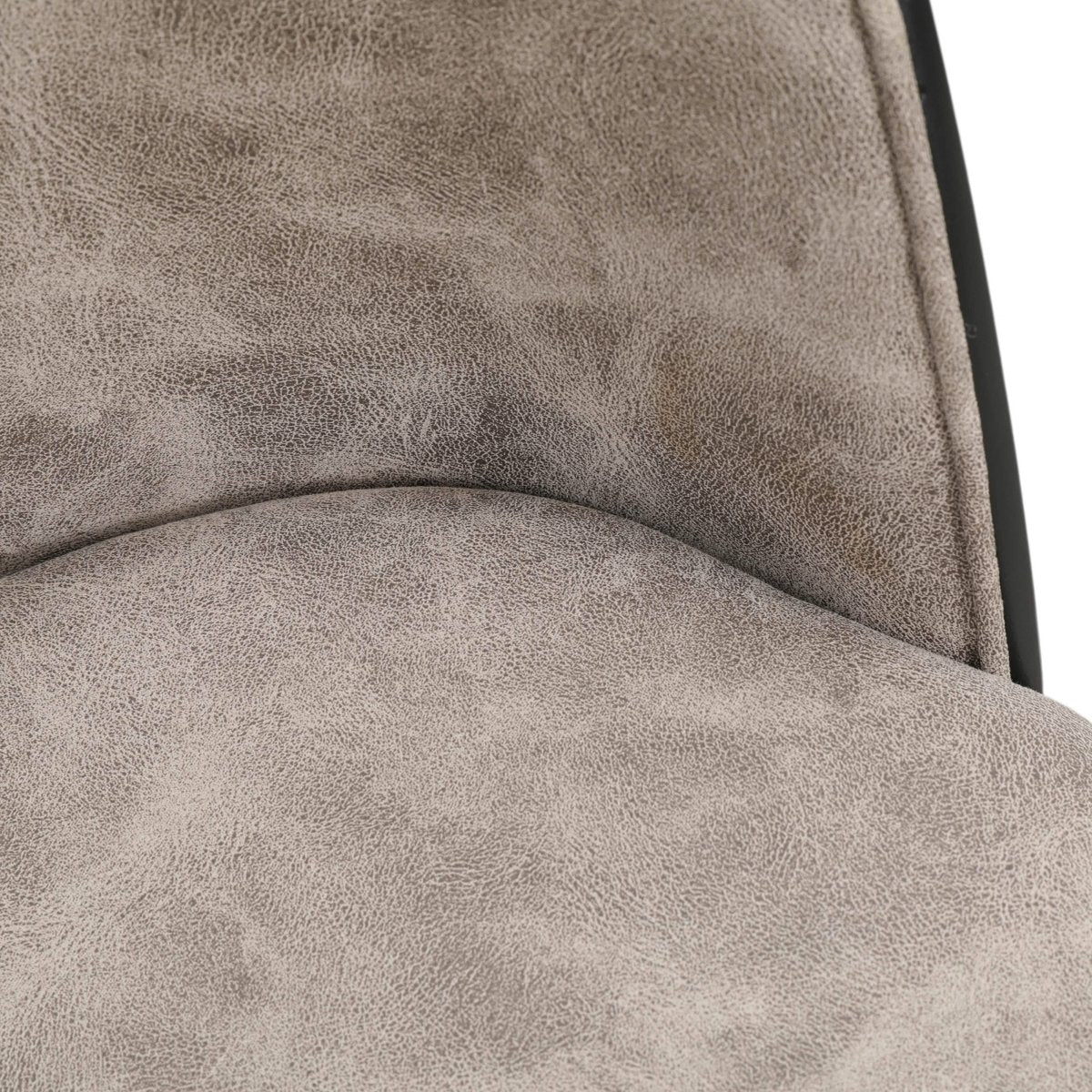 Zayle 7-Piece Dining Set with 55" Rectangular Dining Table in White Grey Sintered Stone Top and 6 Leather Dining Chairs Suede Fabric Black Charcoal Dining Set Leisuremod