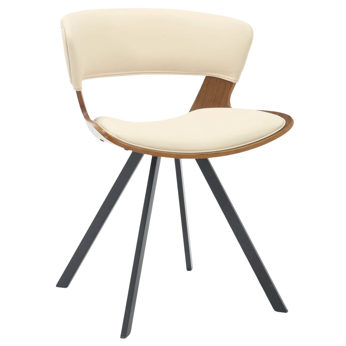 Zephry 5-Piece Dining Set with Square Dining Table White Sintered Stone Top and 4 Leather Dining Chairs Walnut Beige Dining Set Leisuremod