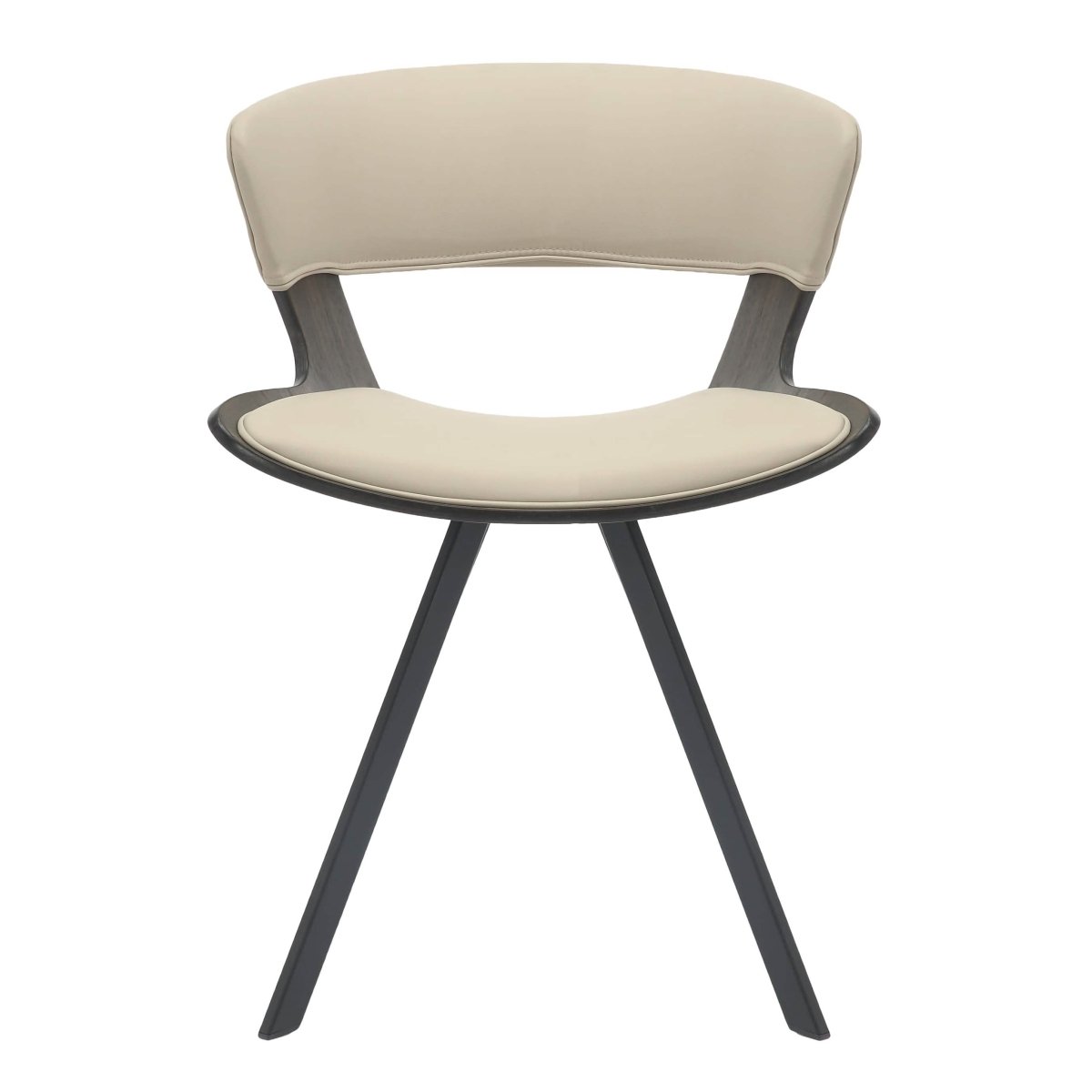 Zephry 5-Piece Dining Set with Square Dining Table White Sintered Stone Top and 4 Leather Dining Chairs Dark Walnut Light Taupe Dining Set Leisuremod