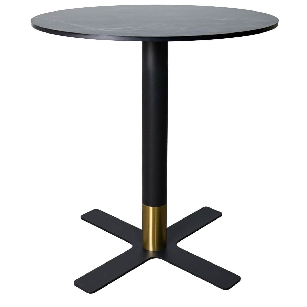 Leisuremod Dining Table 27 Inches / Black Vail Collection Dining Table Black/Gold X Base With 27"/36" Round Black MDF Top