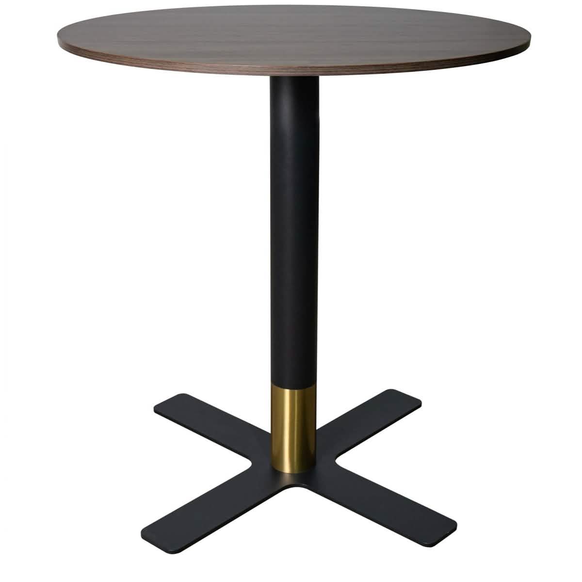 Leisuremod Dining Table 36 Inches / Dark Brown Vail Collection Dining Table Black/Gold X Base With 27"/36" Round Black MDF Top