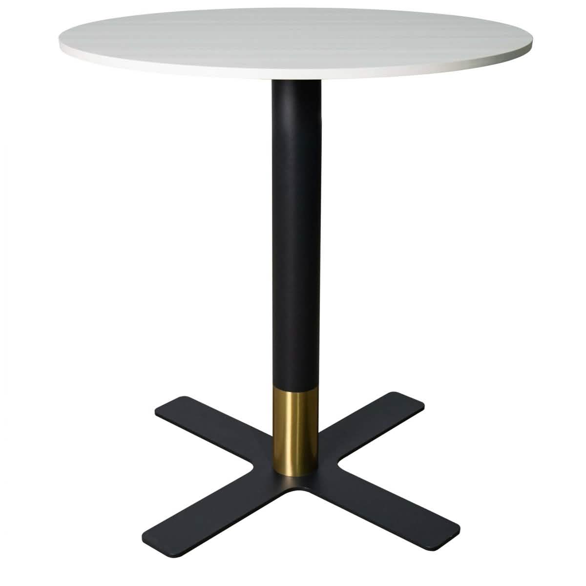 Leisuremod Dining Table 36 Inches / Light Wood Brown Vail Collection Dining Table Black/Gold X Base With 27"/36" Round Black MDF Top