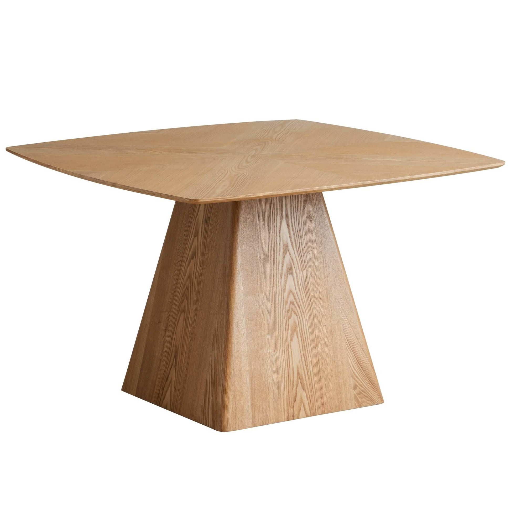 Zephyr 47" Square Dining Table with Sintered Stone/Ash Wood Tabletop and Iron Base Ash Wood Top - Natural Wood Dining Table Leisuremod