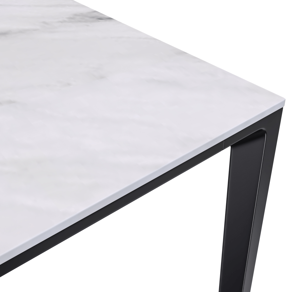 Leisuremod Dining Table Avo Rectangular Dining Table with Sintered Stone/Glass Tabletop in Black Aluminum Base