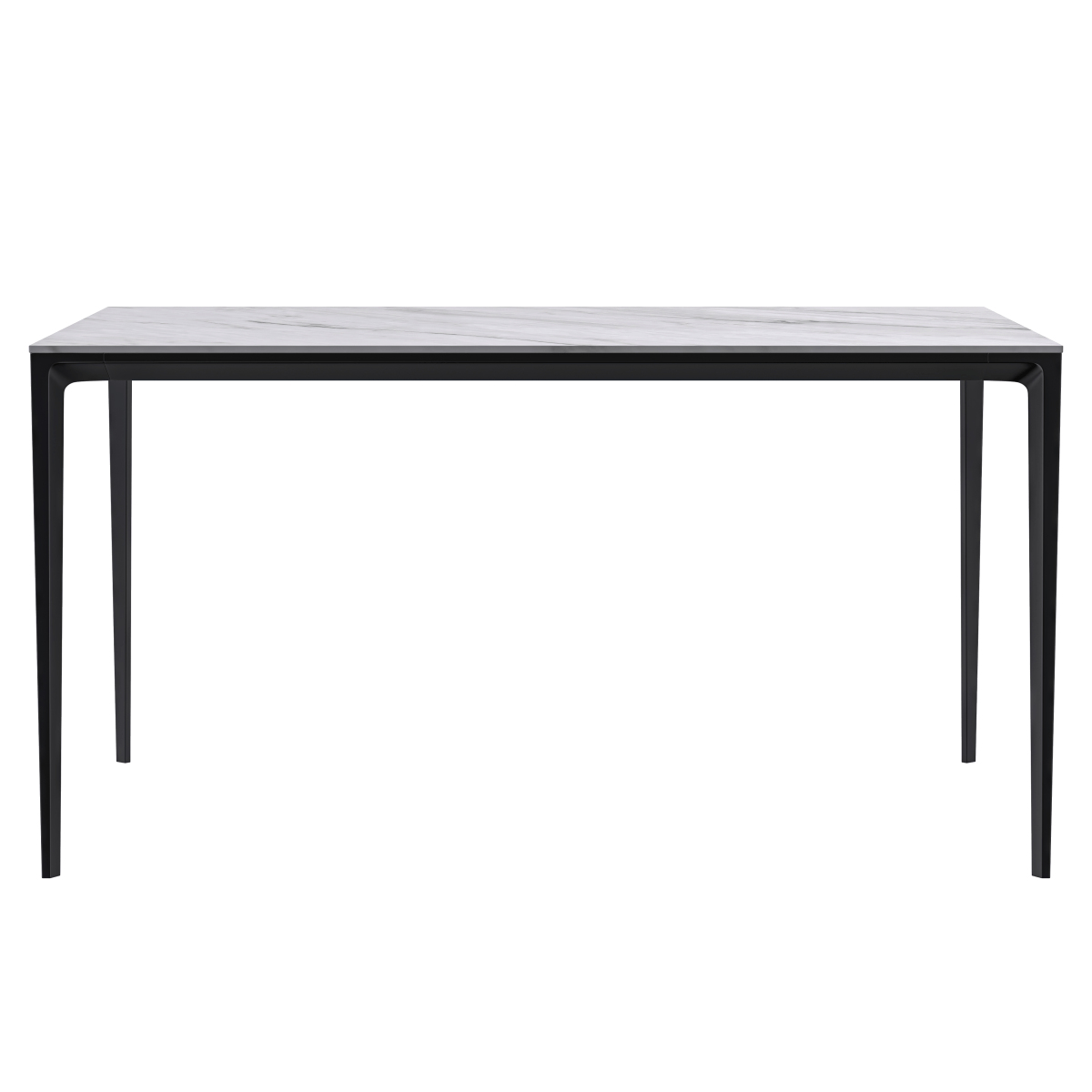 Leisuremod Dining Table Avo Rectangular Dining Table with Sintered Stone/Glass Tabletop in Black Aluminum Base