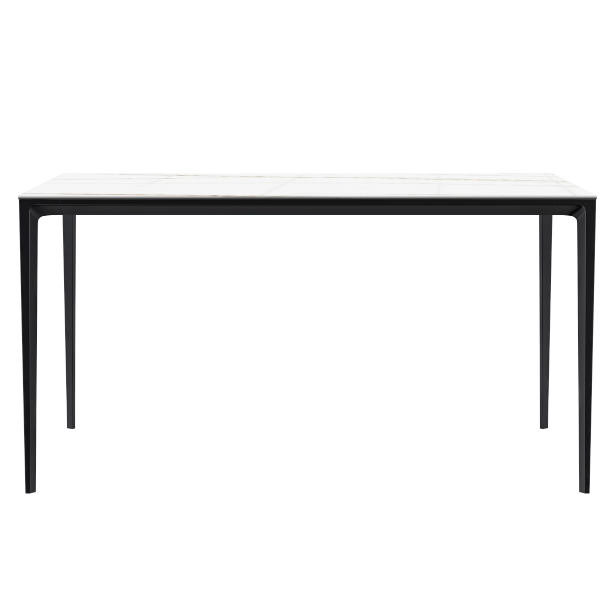 Leisuremod Dining Table Avo Rectangular Dining Table with Sintered Stone/Glass Tabletop in Black Aluminum Base