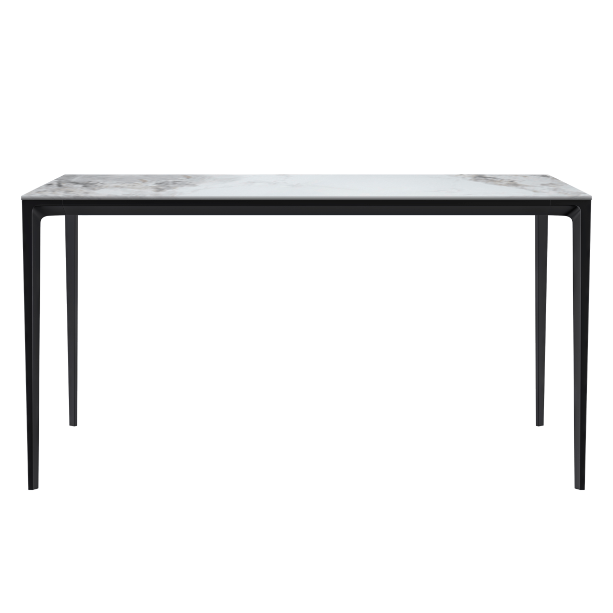 Leisuremod Dining Table Avo Rectangular Dining Table with Sintered Stone/Glass Tabletop in Black Aluminum Base