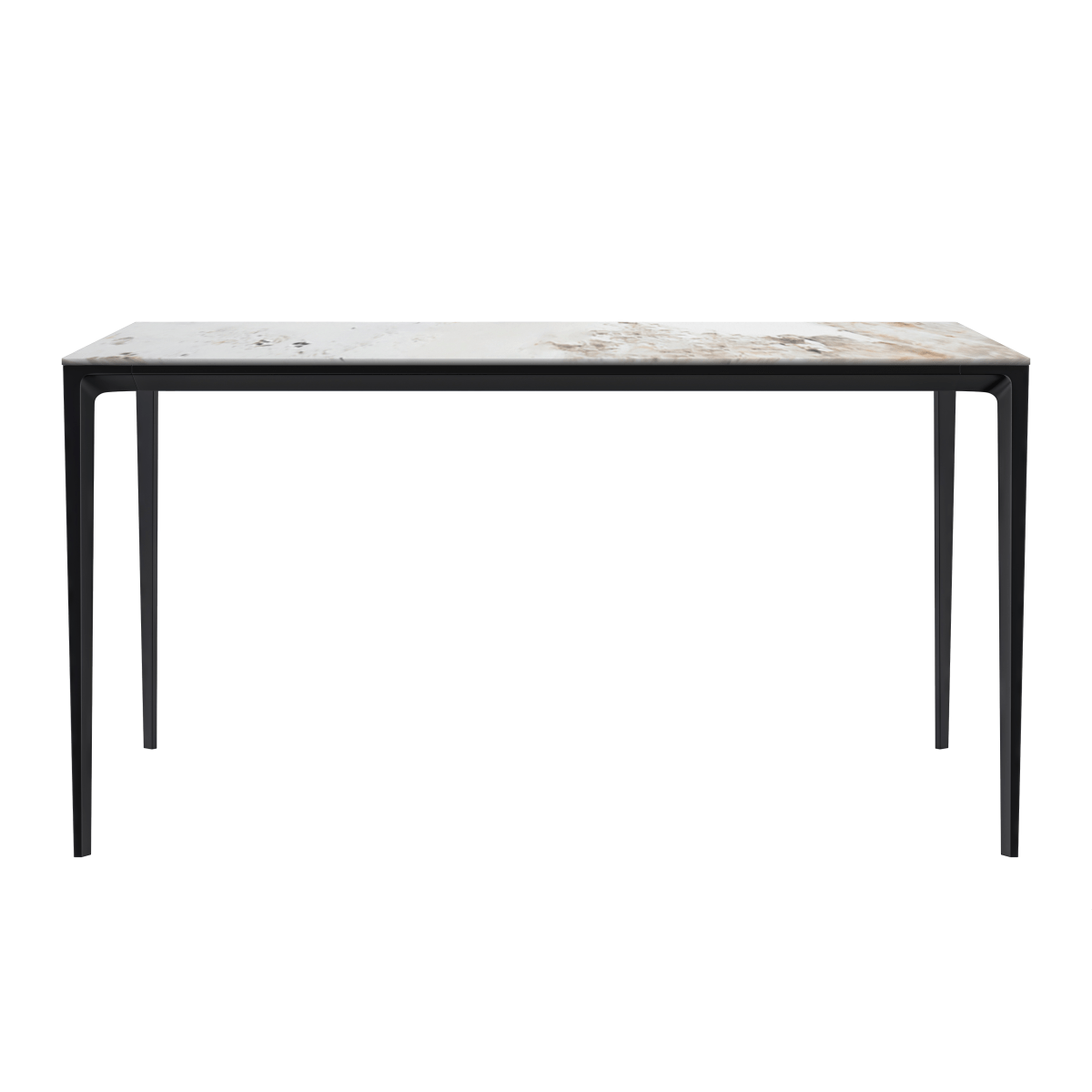 Leisuremod Dining Table Avo Rectangular Dining Table with Sintered Stone/Glass Tabletop in Black Aluminum Base