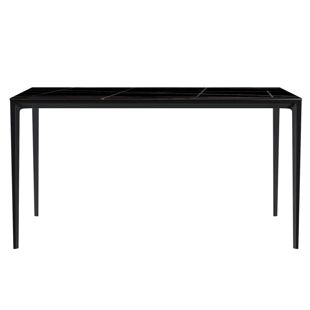Leisuremod Dining Table Avo Rectangular Dining Table with Sintered Stone/Glass Tabletop in Black Aluminum Base