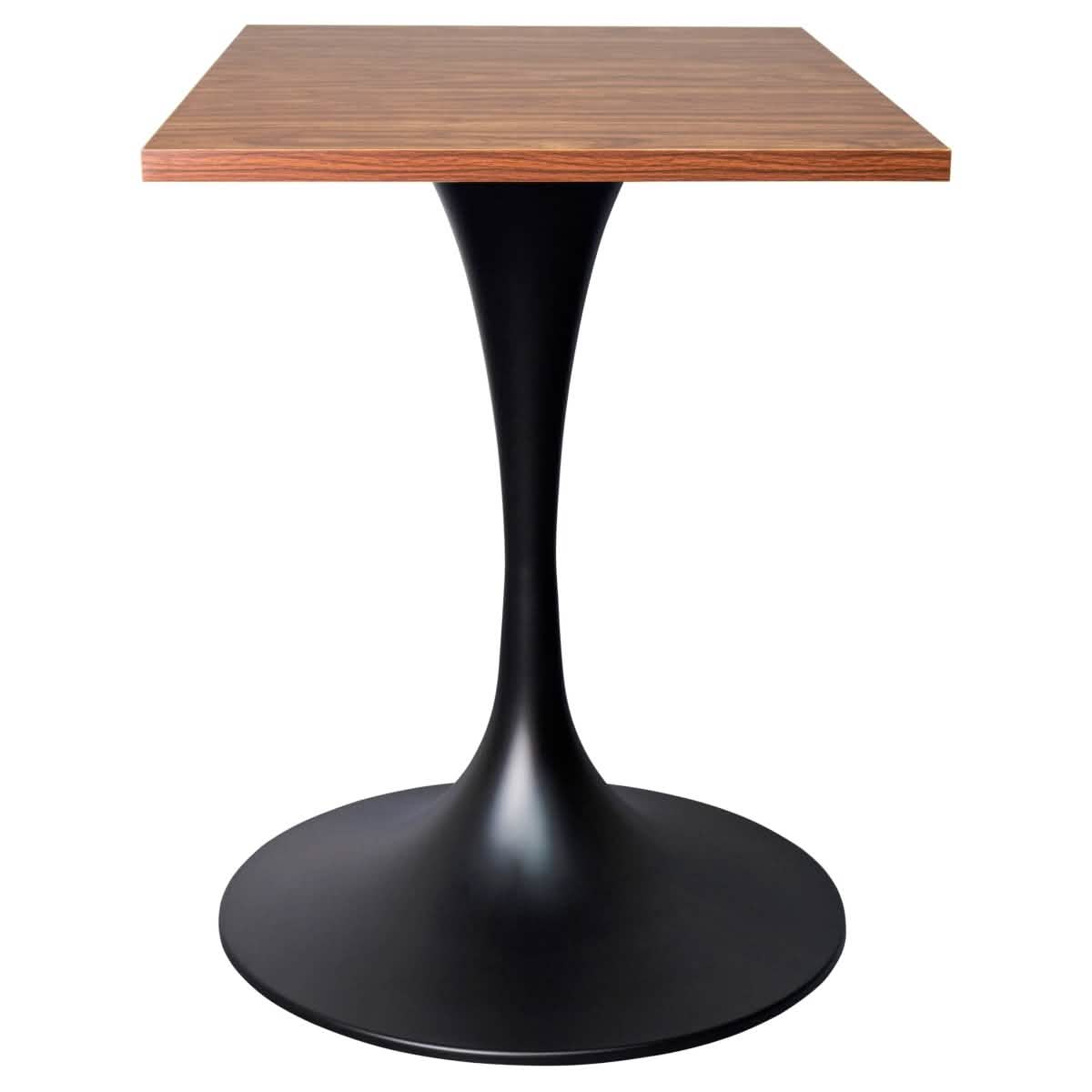 Leisuremod Dining Table Black / Cognac Brown Verve Collection 24"Square Dining Table, Black/White/Brushed Gold Base with MDF Top