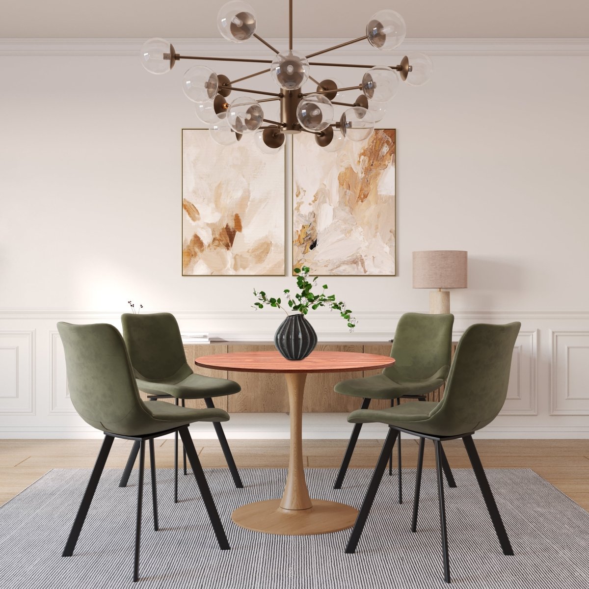 Leisuremod Dining Table Bristol 24"/27"/31" Round Dining Table Wood Transfer Cherry/Natural/Walnut Base with MDF Table Top