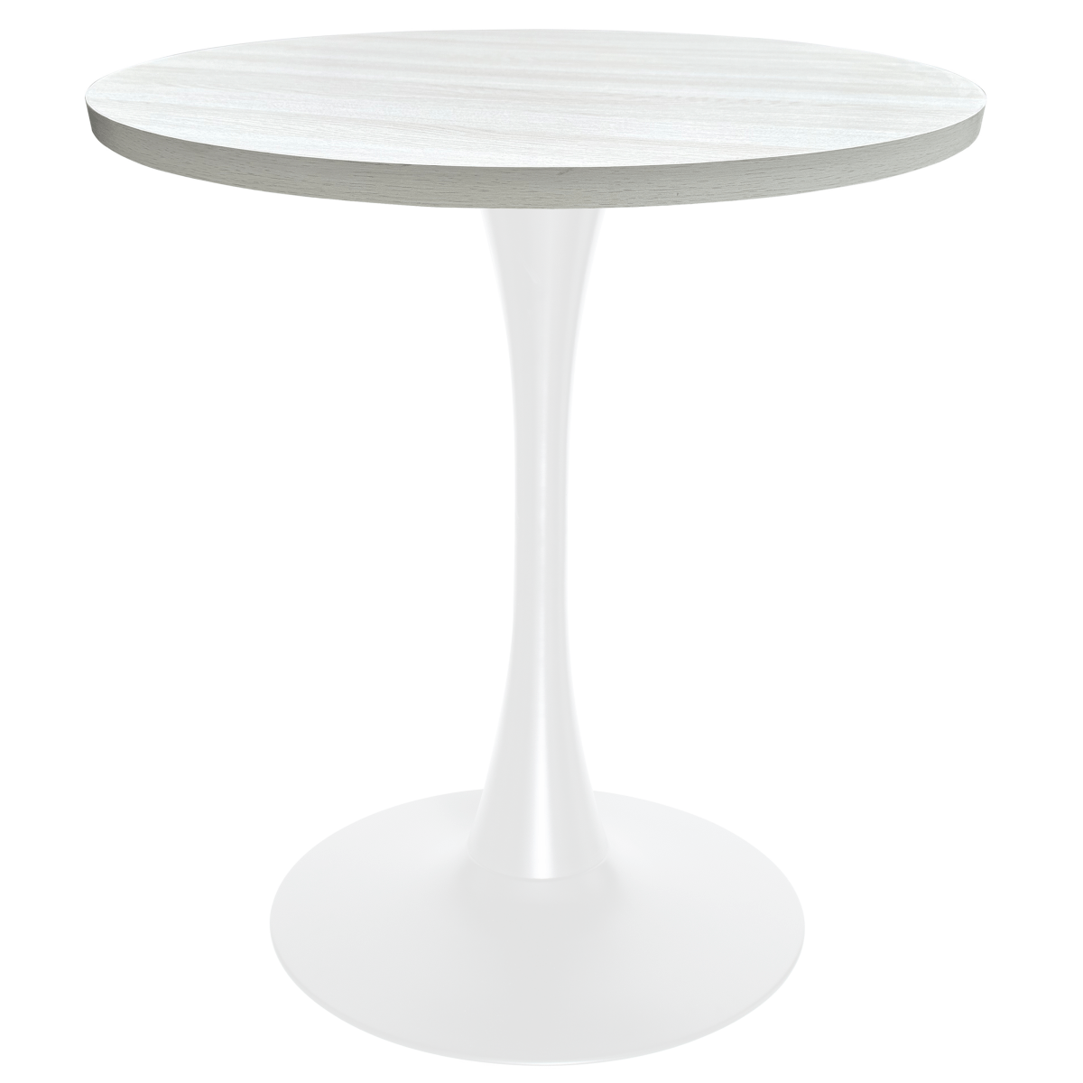 Leisuremod Dining Table Bristol Round Dining Table with MDF/Sintered Stone/Glass Wood Tabletop in White Steel