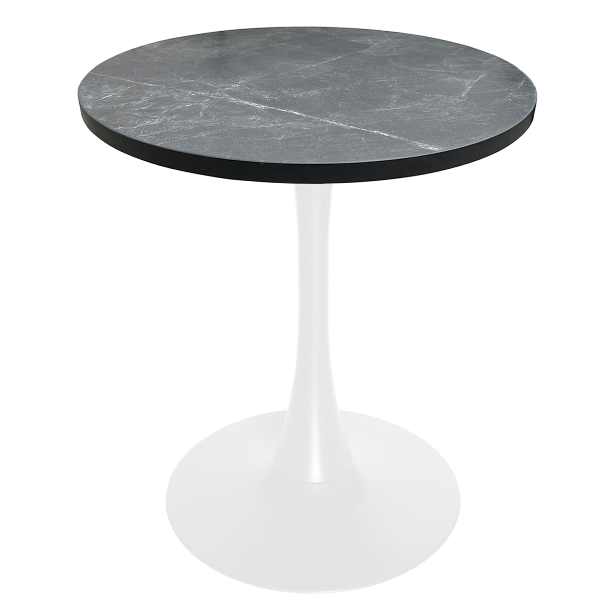 Leisuremod Dining Table Bristol Round Dining Table with MDF/Sintered Stone/Glass Wood Tabletop in White Steel