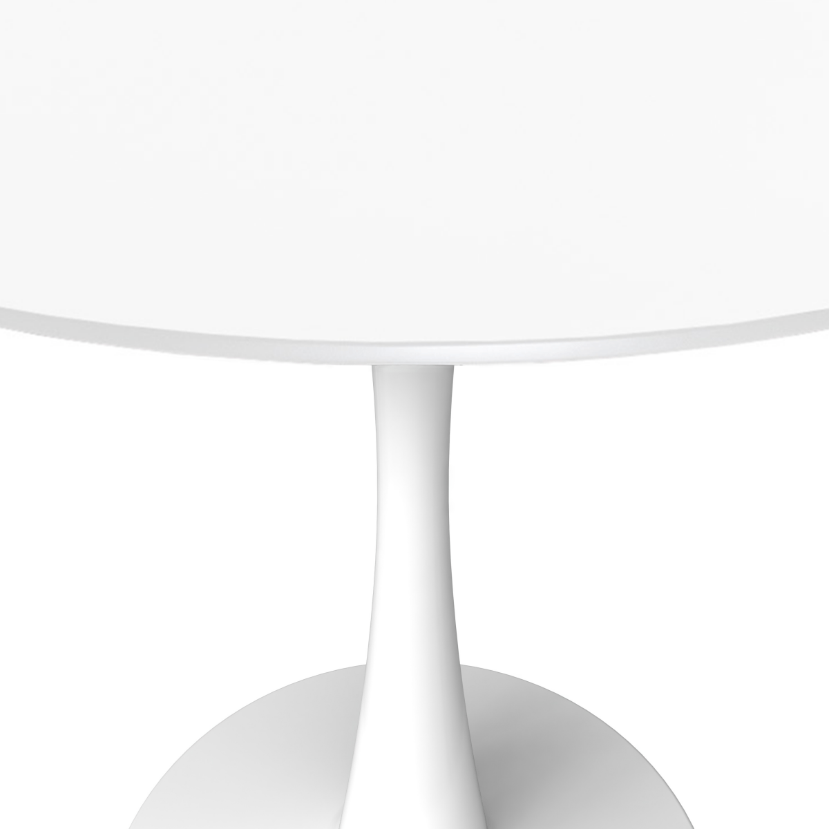 Leisuremod Dining Table Bristol Round Dining Table with MDF/Sintered Stone/Glass Wood Tabletop in White Steel