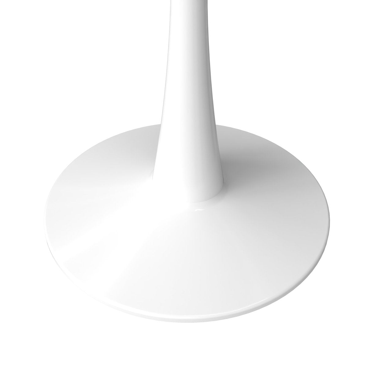 Leisuremod Dining Table Bristol Round Dining Table with MDF/Sintered Stone/Glass Wood Tabletop in White Steel