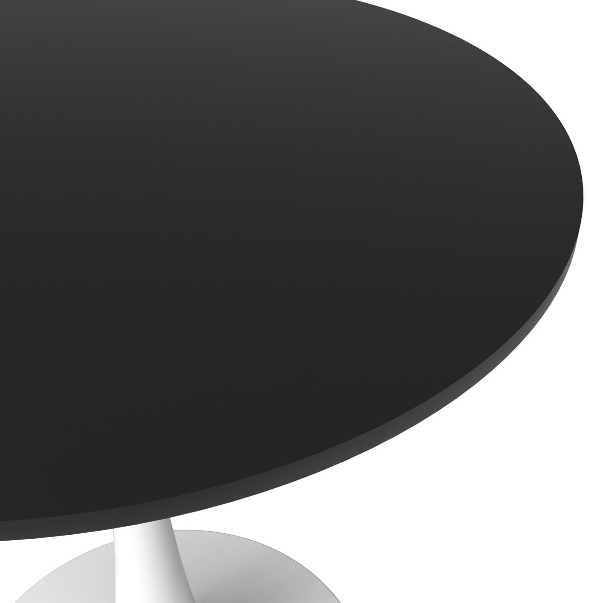 Leisuremod Dining Table Bristol Round Dining Table with MDF/Sintered Stone/Glass Wood Tabletop in White Steel